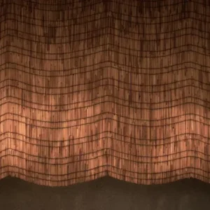 brown textured weave curtains with soft folds in interior