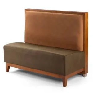 dual tone leather dining booth upholstery in modern restaurant seating