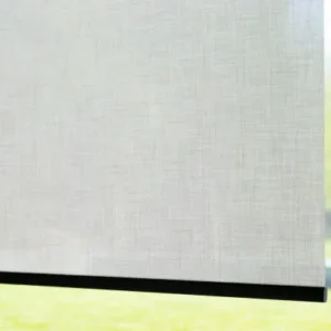 White linen roller blinds for a clean and minimal interior look.