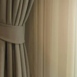 linen curtain tied back neatly for modern window styling