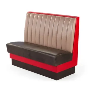 modern beige and brown upholstered dining booth seating in contemporary space.