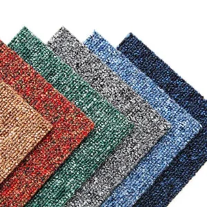 multi color carpet tile samples displayed for commercial flooring selection in UAE.